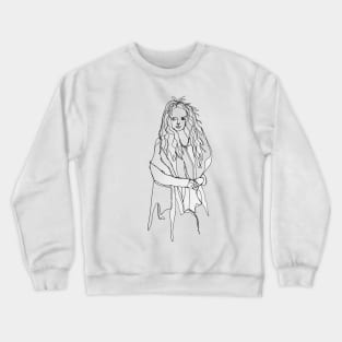 Contour Drawing of Girl Crewneck Sweatshirt